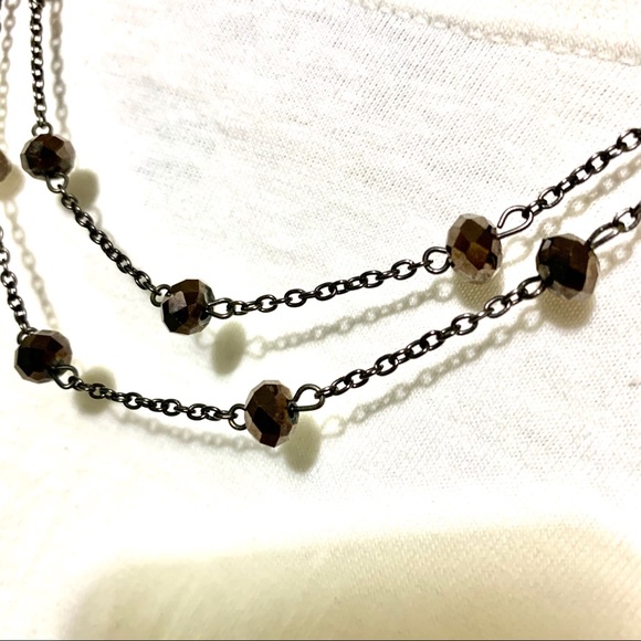 Dark Topaz Brown Double Strand Necklace - Picture 2 of 7